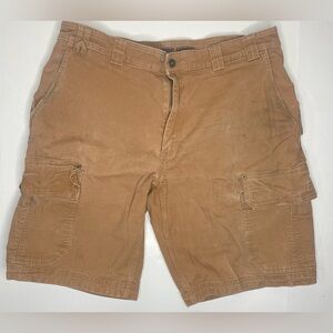 Duluth Flex Firehose Cargo Work Shorts 10” Desert Khaki Sz 40